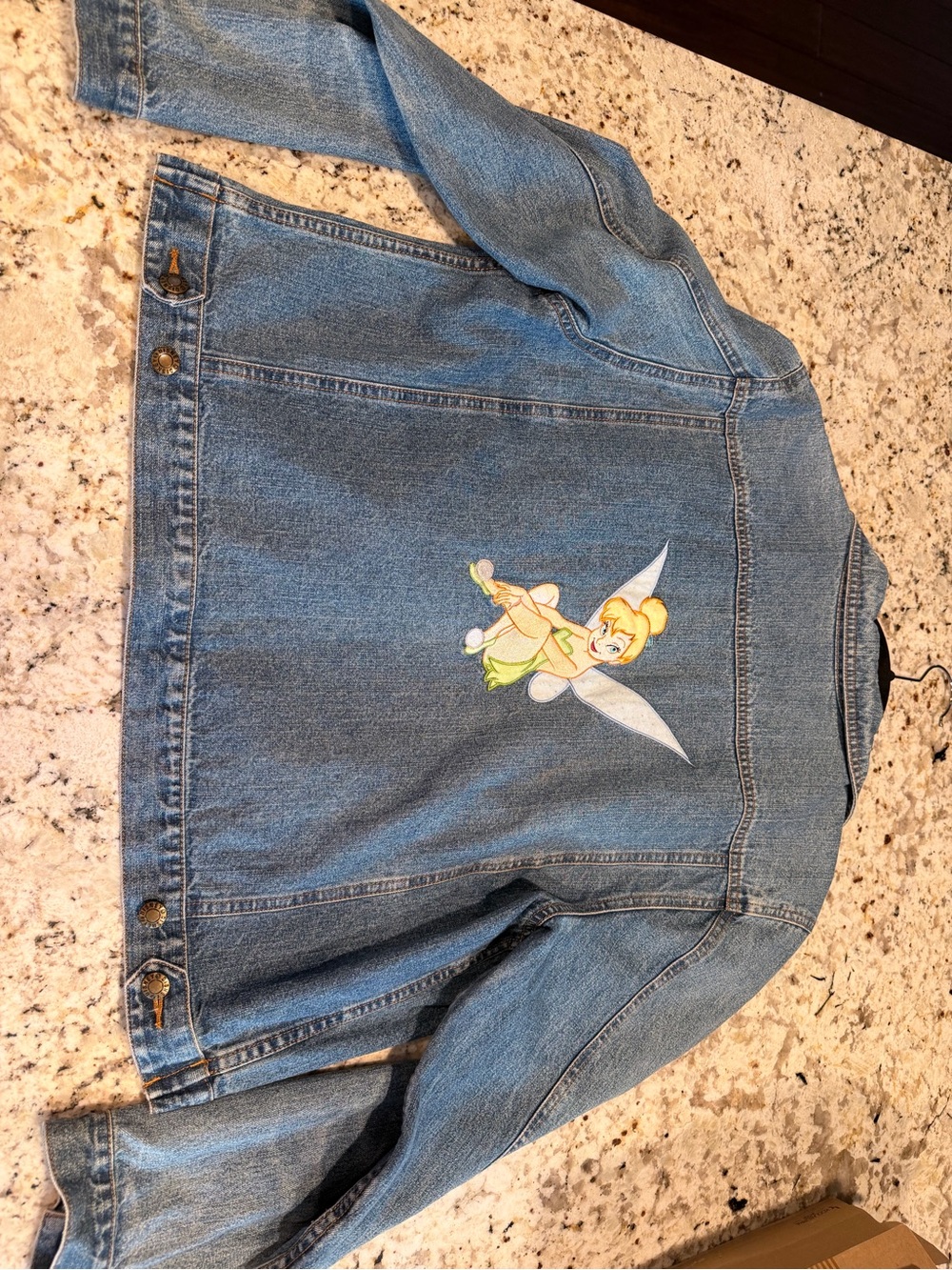 Disney Light Blue Denim Jacket with Tinker Bell Patch
